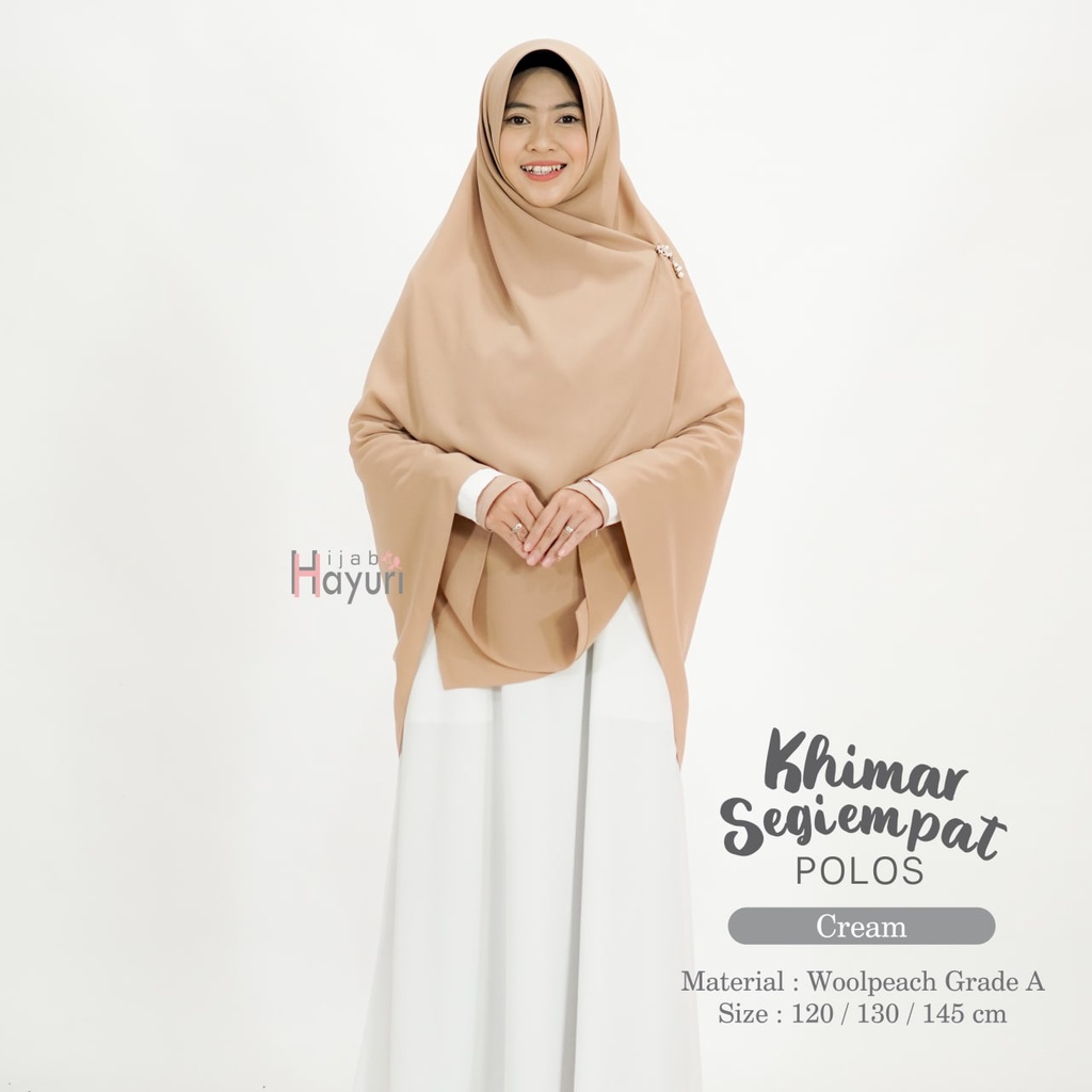 Hijab Hayuri Khimar Segi Empat Polos [120x120cm] [130x130cm] [145 X 145 CM]  / Jilbab Kerudung Segi Empat Wolpeach - Jilbab segiempat Polos