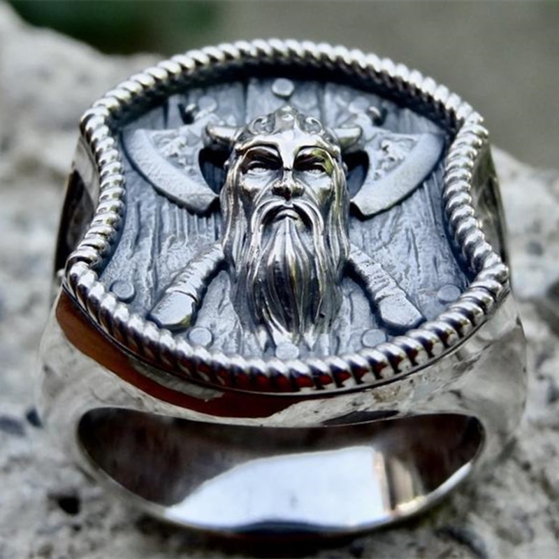 Cincin Bahan Stainless Steel 316l Desain Palu Thor Gaya Vikingnorse Paganbiker Untuk Pria