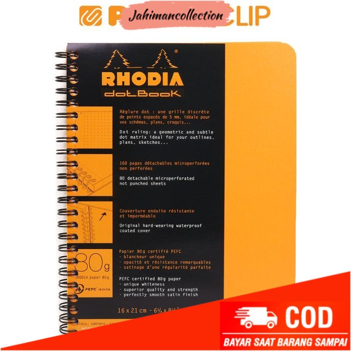 

✨ BISA COD ✨ NOTEBOOK RHODIA WIREBOUND A5+ ORANGE DOT GRID 193448C