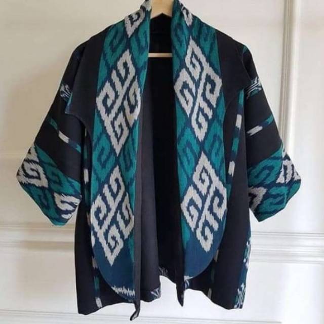 Blazer tenun motif toraja black tosca original + free masker tenun