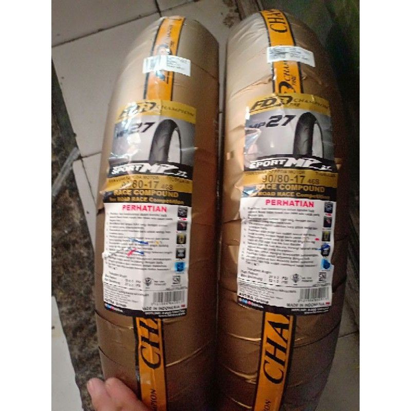 ban fdr mp 27 ring 17 sepasang dpn/blkg ukuran 90-80/17 soft compound