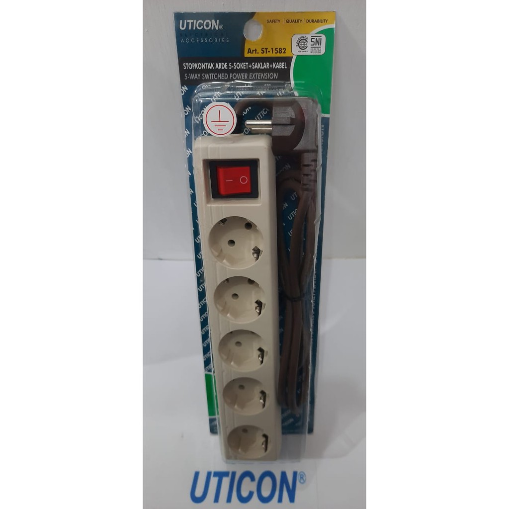 STOP KONTAK 5 LUBANG SAKLAR ON OFF + KABEL 1.5M UTICON ST-1582