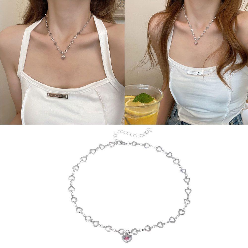 Kalung LILY New Love Heart Pink Choker