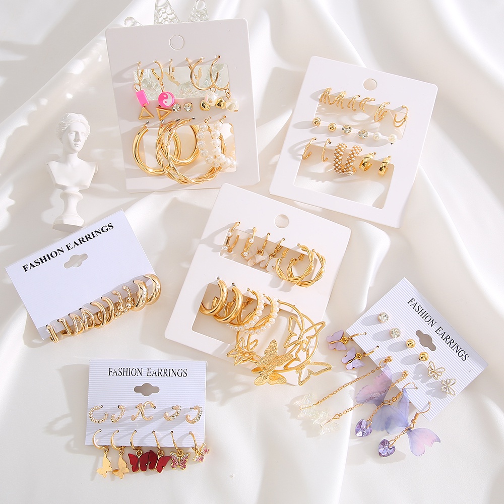 Set Anting Hoop Bahan Resin Warna-Warni Untuk Wanita