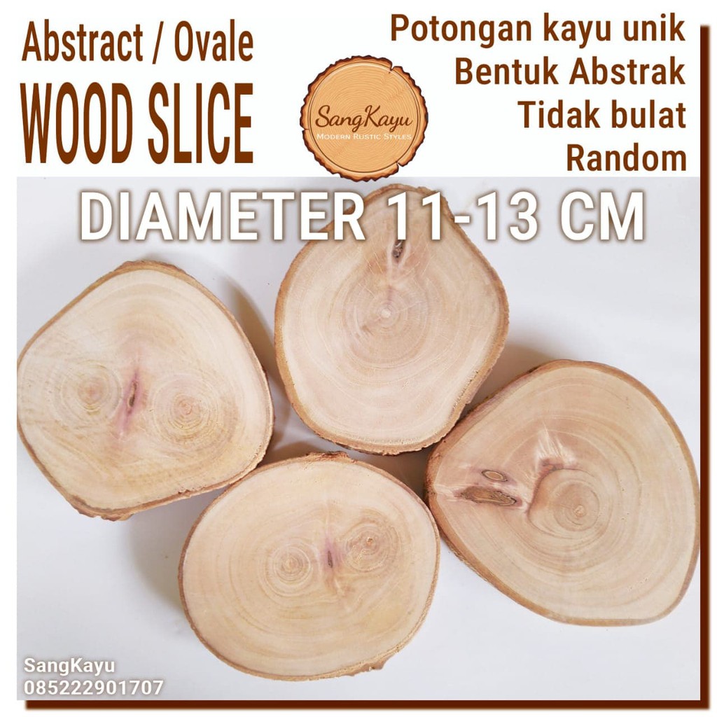 Abstract Wood Slice 11-13cm Potongan kayu unik abstrak Tatakan Talenan