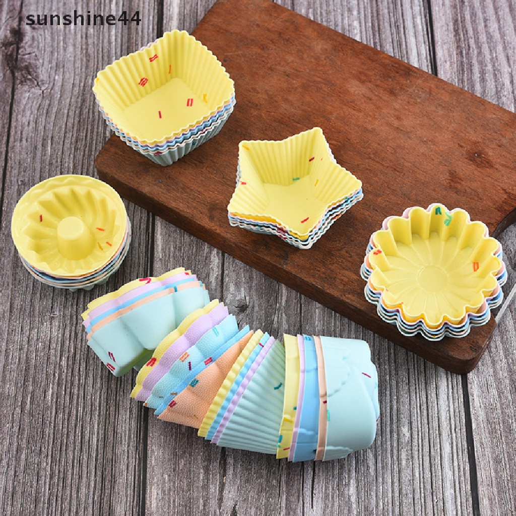 Sunshine 5pcs / Set Cetakan Kue Muffin / Cupcake DIY Bahan Silikon