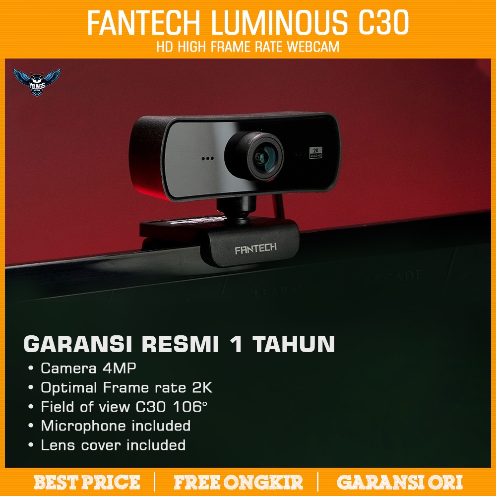 Webcam Fantech Luminous C30 (2K, 4MP, QHD, 1440p) High Frame Rate C 30