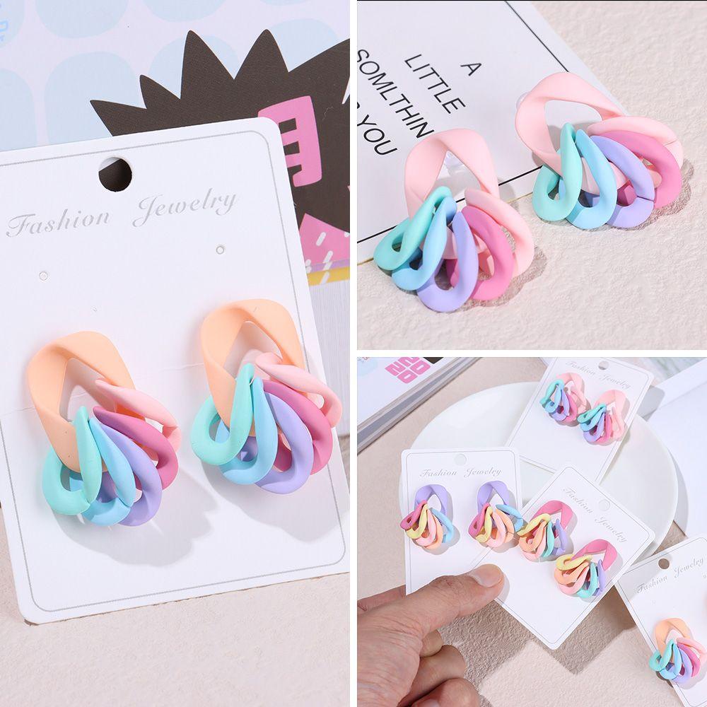 Preva Anting Lucu Perhiasan Hadiah Rantai Berwarna Permen Warna Menjuntai Ear Stud