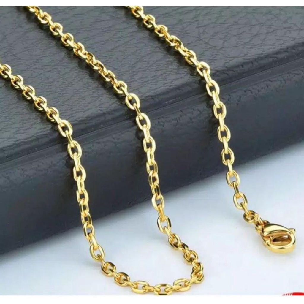 kalung rantai wanita model nuri real titanium gold emas panjang 45cm 50cm 60cm/Kalung Nuri Kaca Stainless Steel Klavikula Korea