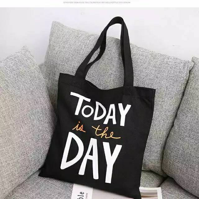 [TODAY]TOTEBAG PAKAI RESLETING TOTE BAG K-POP WANITA MURAH KARAKTER TODAY IS THE DAY