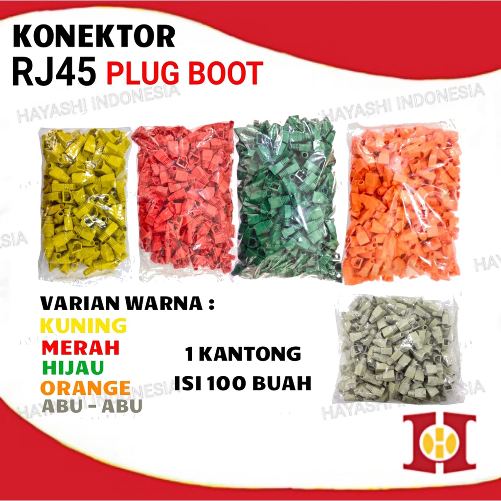 Karet Konektor Kabel UTP RJ45 Plug Boot Cover Pelindung RJ45-100pcs