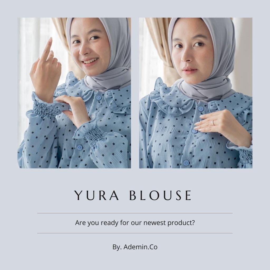 YURA Blouse Crincle By Ademin.Co | Atasan Wanita Korean Kasual Kerja Kuliah