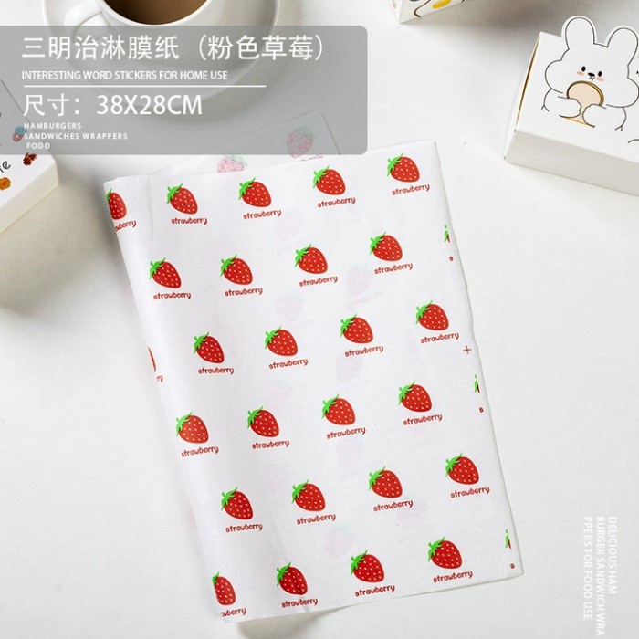 cooking paper / kertas baking / kue / pastry paper - strawberry