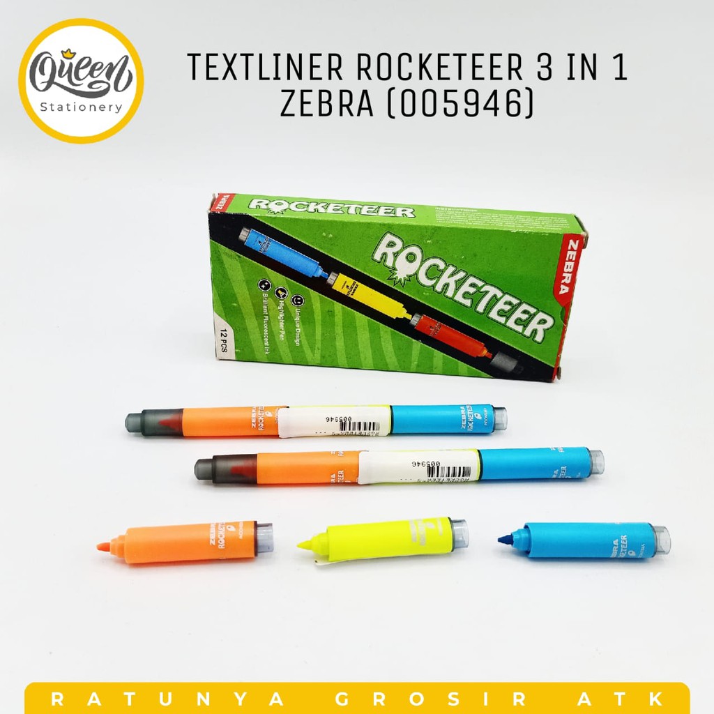 

TEXTLINER 3 WARNA / TEXTLINER ROCKETEER 3 IN 1 ZEBRA/ HIGHLIGHTER ZEBRA (005946)