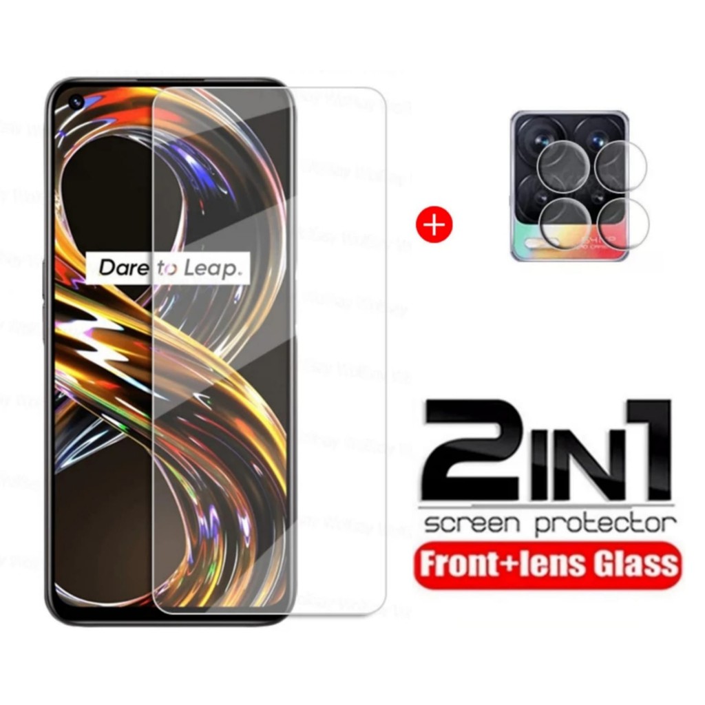PAKET Tempered Glass REALME 8i Anti Gores Layar Clear FREE Lens Camera handphone