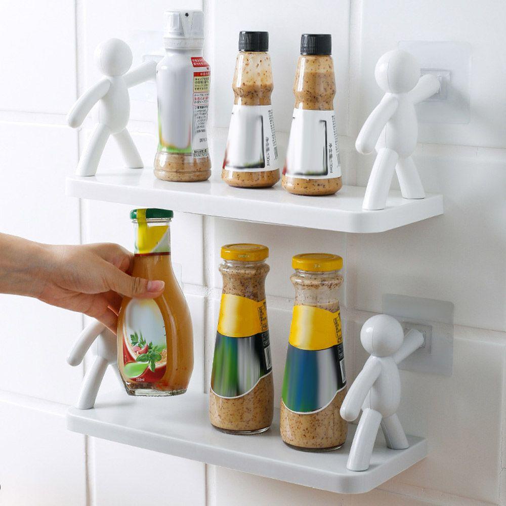 Populer Rak Penyimpanan Rumah Alat Penyimpanan Bantalan Beban Kuat Bebas Pukulan Bumbu Dapur Toples Organizer