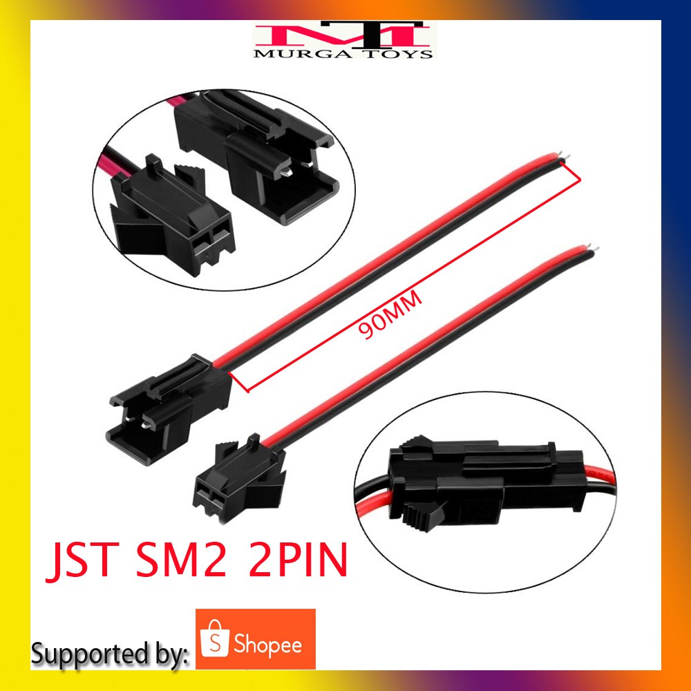 SOKET JST SM2 2 PIN MALE FEMALE SEPASANG