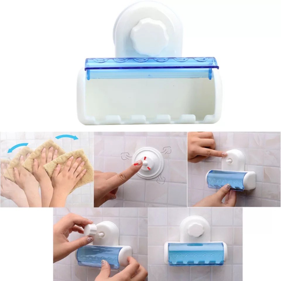 rak tempat gantungan sikat gigi Toothbrush holder dengan penutup NJ49