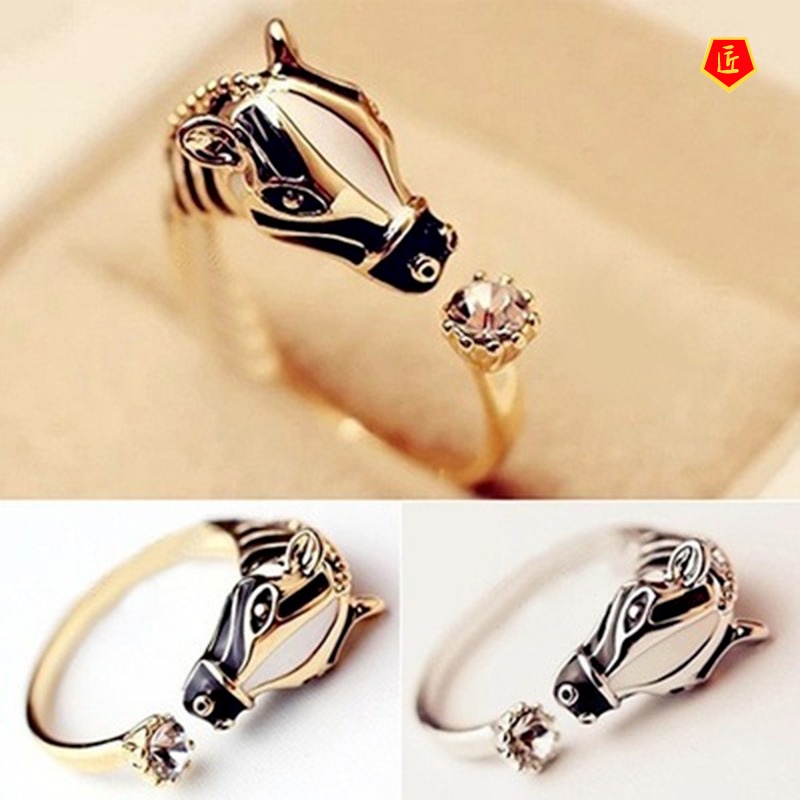 [Ready Stock]Creative Horse Head Diamond Animal Shape Ring