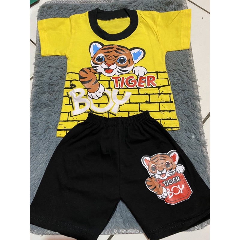 setelan anak cowok karakter Tiger 6-12 bulan pakai real pict kuning