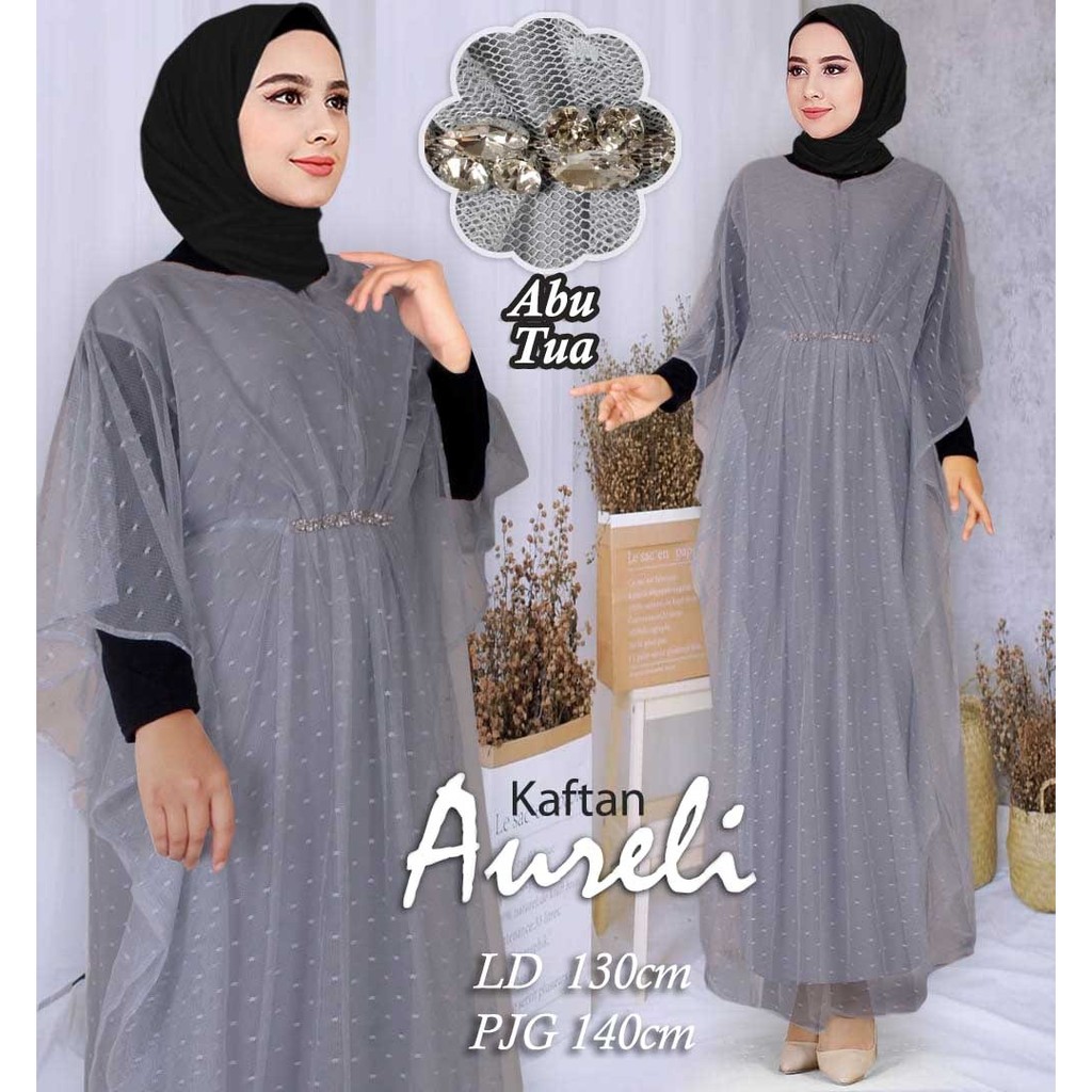 Aureli Kaftan Jumbo Tille Dot Busui Friendly Aksesoris Swarovski