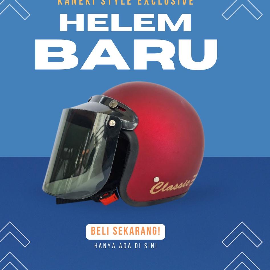 (LANGSUNG ORDER) HELM BOGO RETRO NJS NR-80S SOLID ORIGINAL PREMIUM FREE PET NJS (TOPI HELM BOGO) STA