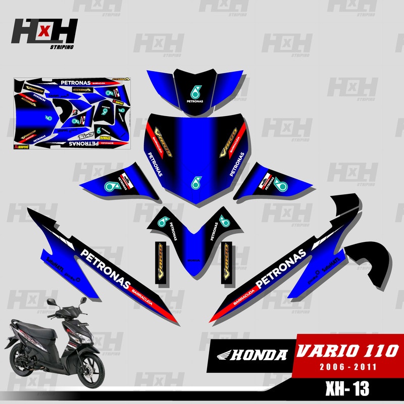 Decal Stiker Fullbody Vario 110 CW Karbu 2006 2007 2008 2009 Sticker Desain XH-13 PETRONAS RACING