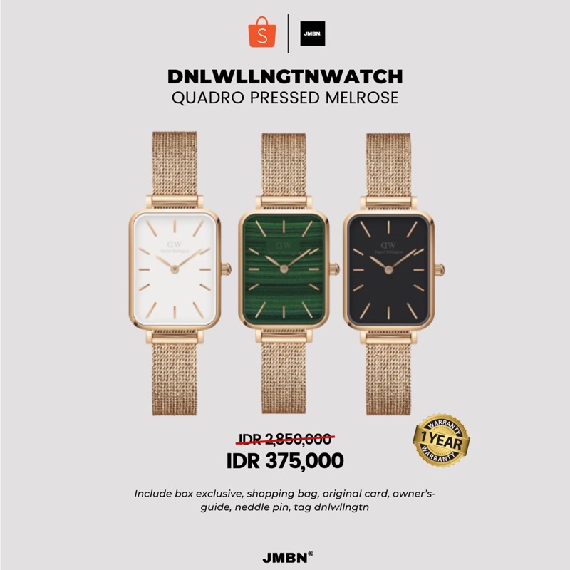 [TERLARIS - COD] JAM TANGAN PRIA WANITA DW QUADRO PRESSED MELROSE