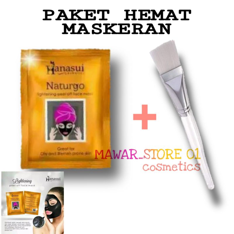 Paket Hemat Masker wajah Naturgo Hanasui + kuas Maskeran