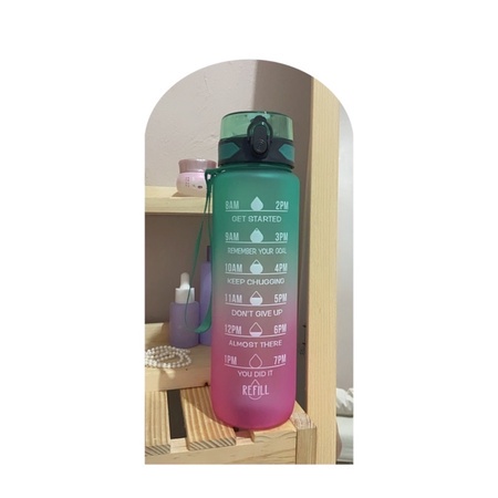 BOTOL TRITAN 34oz-1L BPA Free Fitness Water Bottle with Time Marker Color [import.acc]