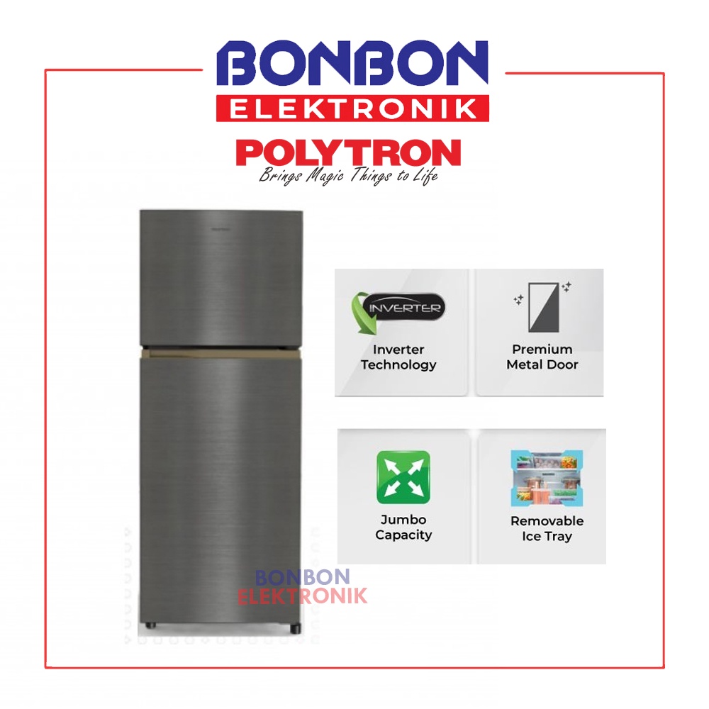 Polytron Kulkas 2 Pintu Jumbo Metal 260L PRW 296Y / PRW 296 Y / PRW296Y INVERTER