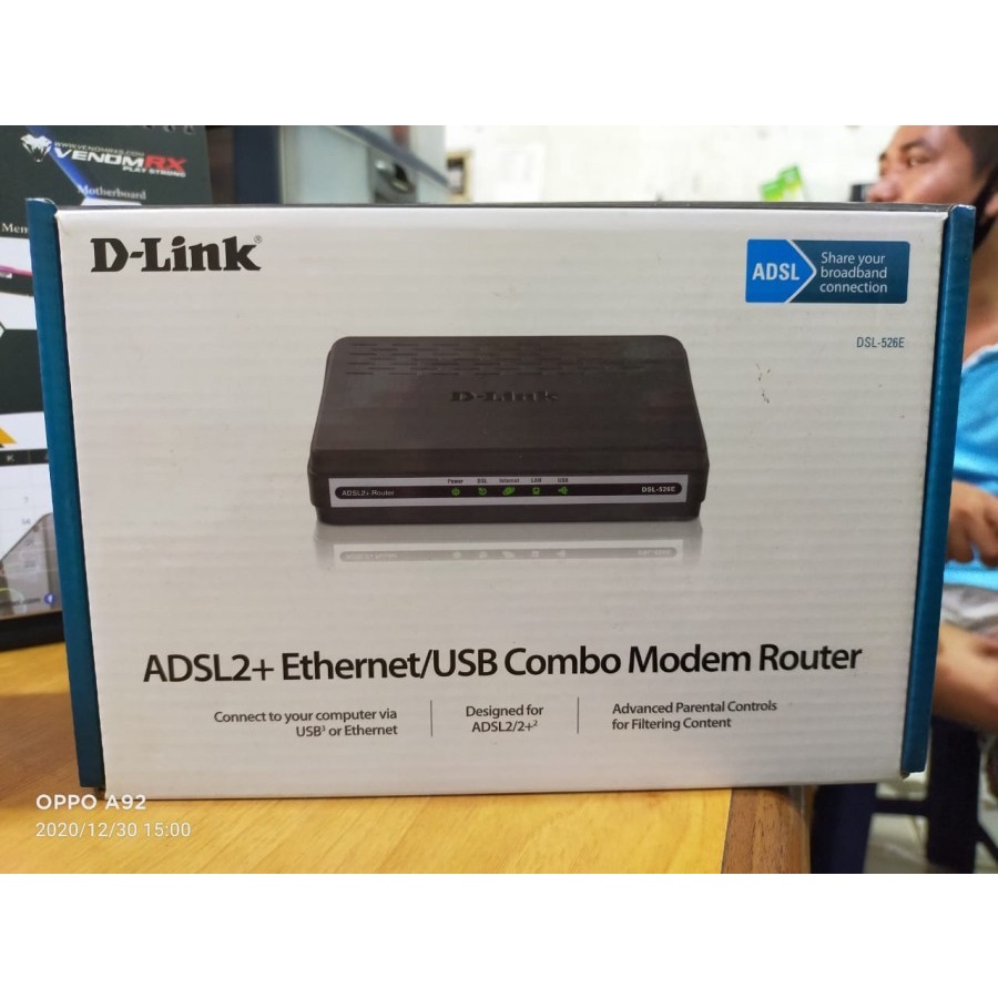 D-LINK DSL 526E ADSL Modem Router 1port USB-1 port UTP 10/100mbps