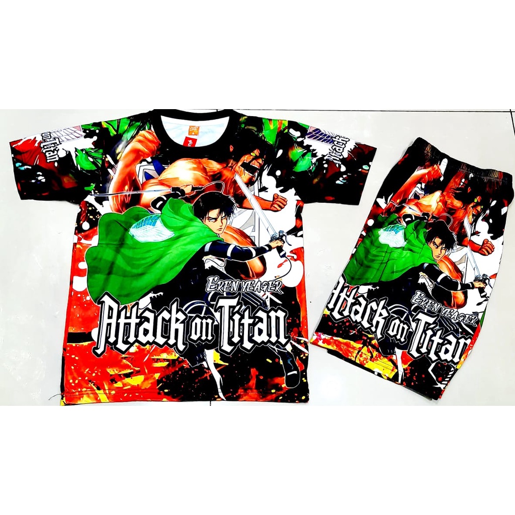 JERSEY BAJU ANAK KOLESOL TITAN EREN EYEAGER FULL PRINT SIZE 2-12THN