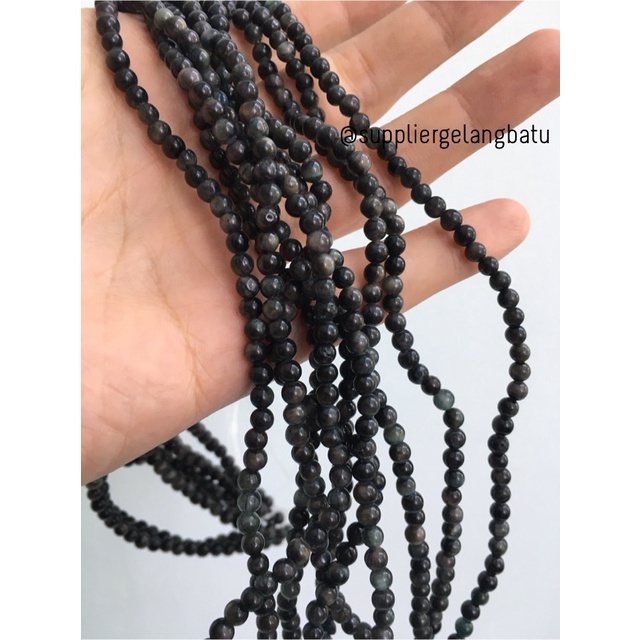 batu 4mm tiger eye hitam batu biduri sepah black akik natural alam