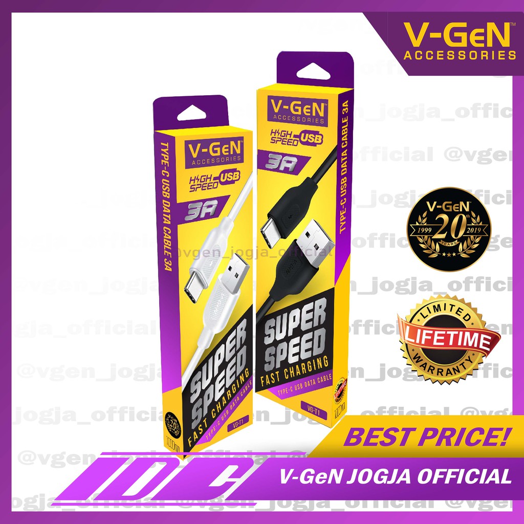 Kabel data USB Type-C V-GeN VG-T1 Fast Charging 1Meter