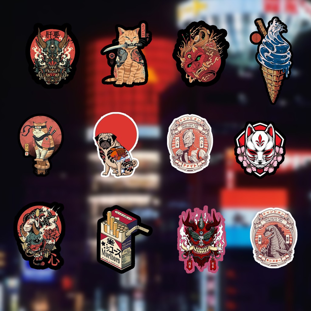 

Stiker / sticker pack Japan Random 12 pcs Vinyl Doft High Quallity | Tumblr