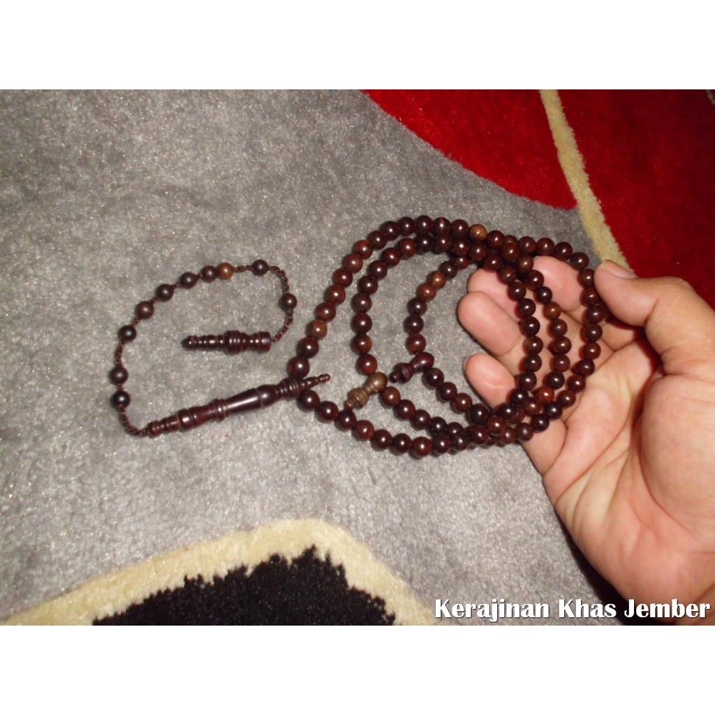 Tasbih Kayu Stigi Darat Wulung 99 Biji 9 mm