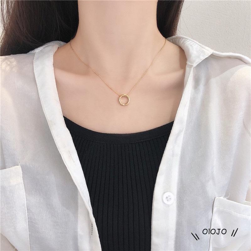 Kalung Rantai Clavicle Simple Dengan Liontin Bulat Untuk Wanita - ol2