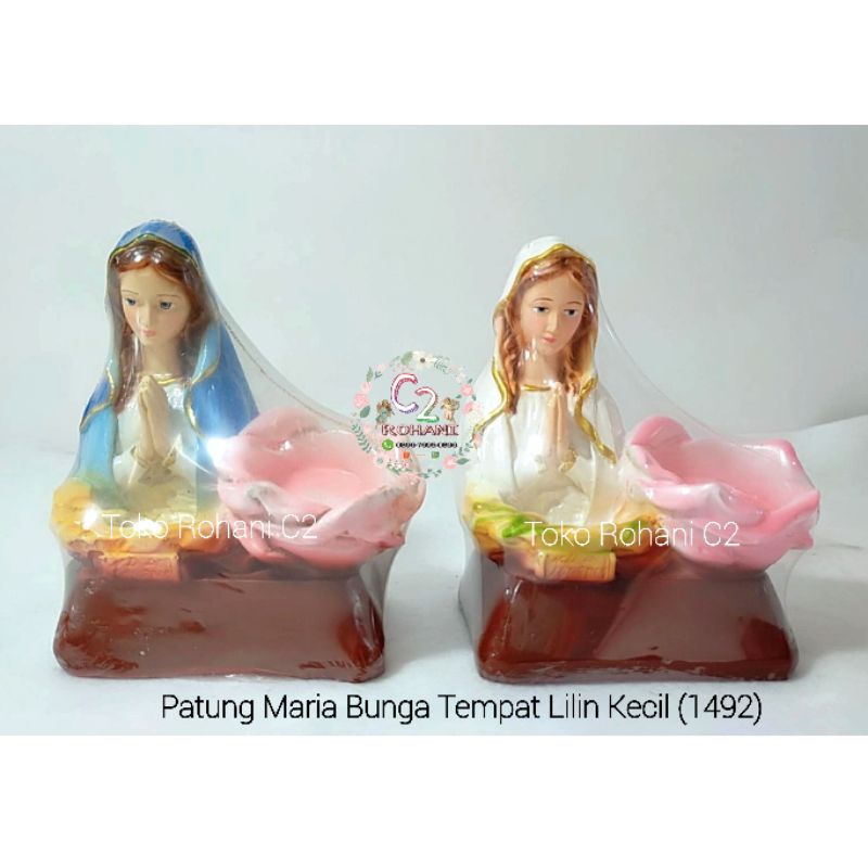 Patung Maria Bunga Tempat Lilin Kecil (1492) isi 1pcs  - Tempat Lilin Maria - Patung Maria