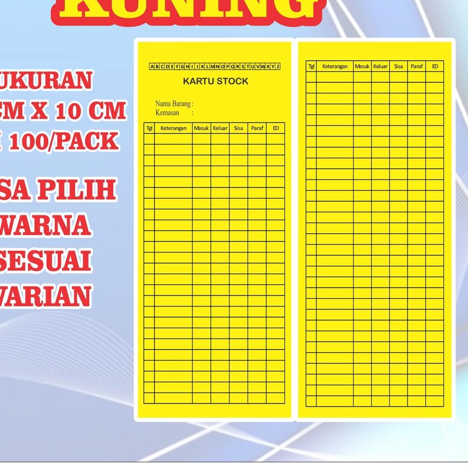 

Bagus Dipakai.. kartu stok obat isi 100 lembar bolak balik kartu stok barang non custom