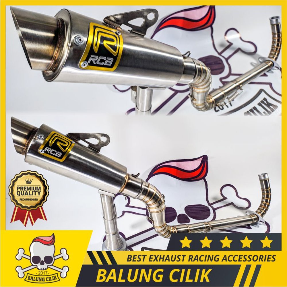 Knalpot RCB Racing Matic Fullset Full Stainless Beat Vario 125 Scoopy Mio J Soul Fino dll. Termurah