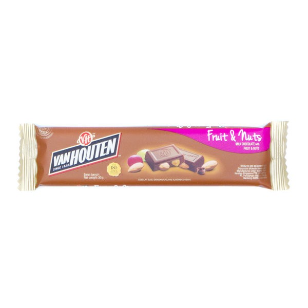 

VAN HOUTEN Fruit & Nut Milk Chocolate 30gr - Coklat VAN HOUTEN Kacang dan Buah