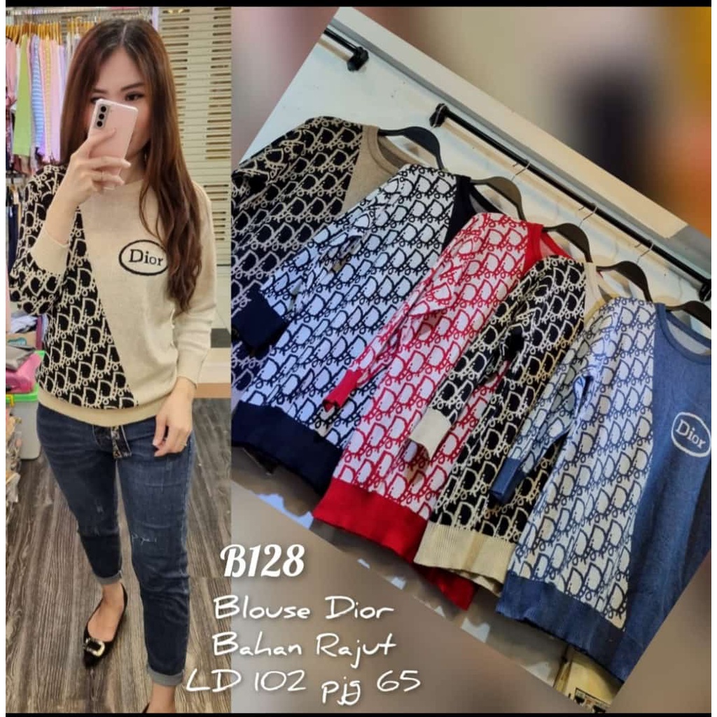 Sera Blouse Sweater Cotton Knit - Atasan Rajut Wanita Top - Knitwear (B128)