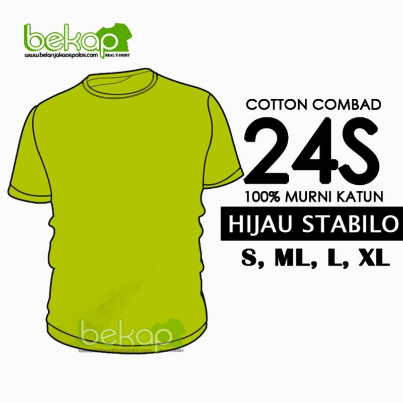 Original Kaos Polos Katun Combad 24s Warna Hijau Stabilo  Tebal Kaos Polos Cowo Cewe Unisex