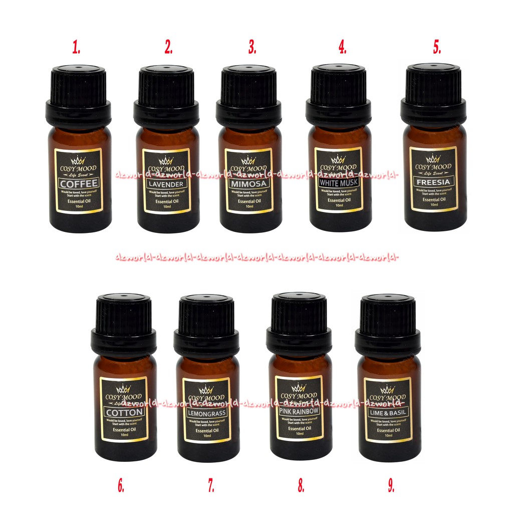 Cosy Mood Life Scent 10ml Coffee Lavender Mimosa White Musk Essential Oil 10ml Minyak Terapi Pengharum Pewangi Ruangan Dapat Digunakan Untuk Diffuser Humidifier Cossy Cosi Mood