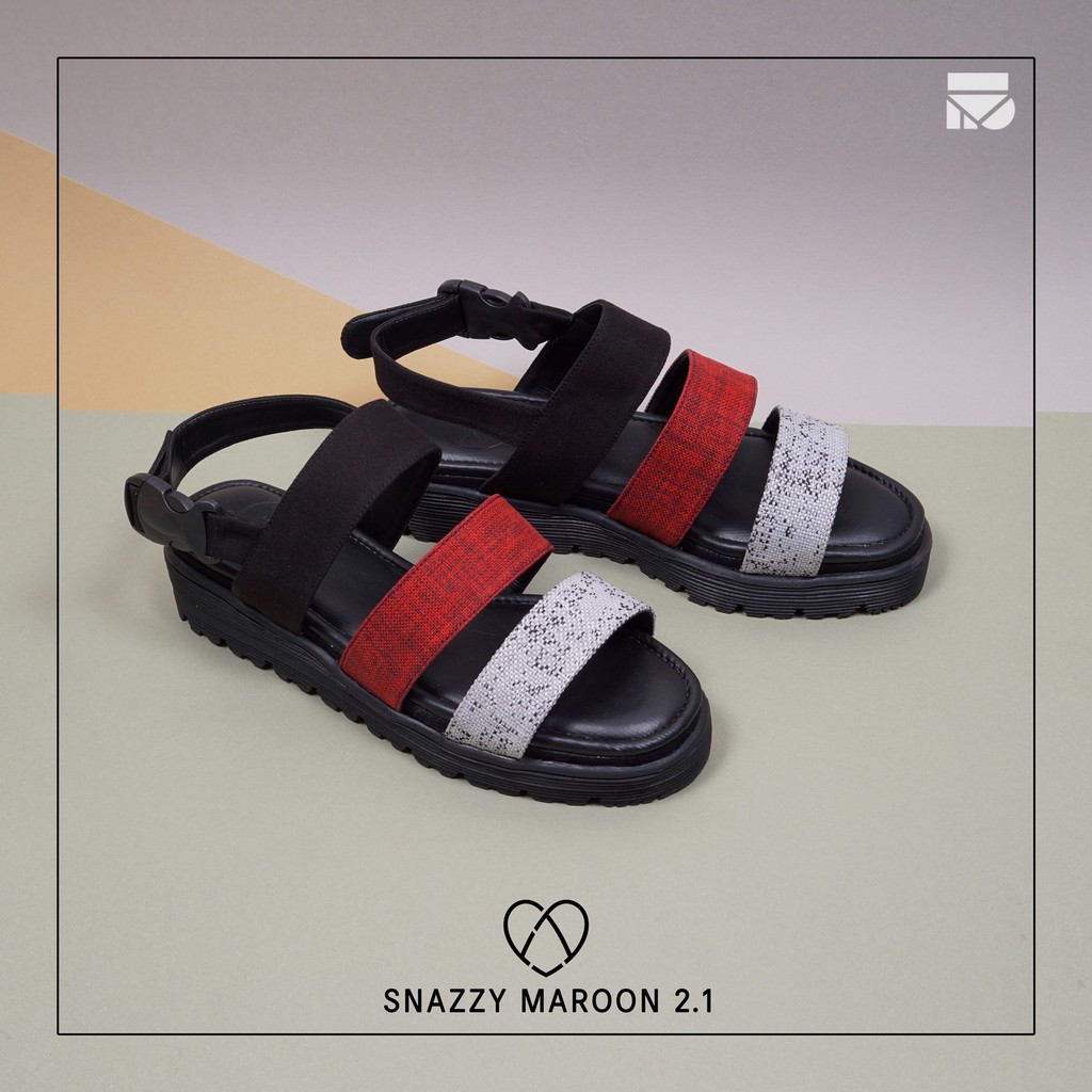 Snazzy Maroon | Sandal Slide Platform Simpel Wanita Cewek Women Sandals Footwear | FORIND x Favshoes