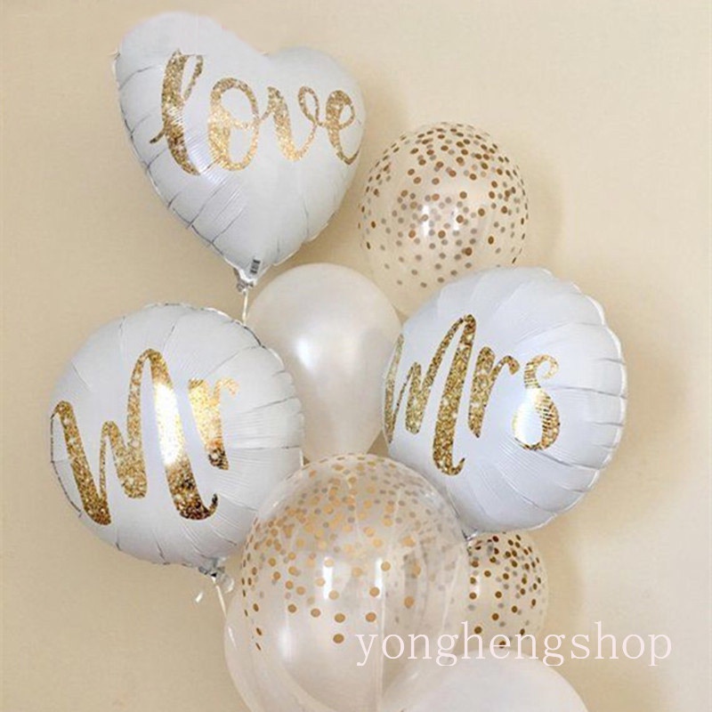 Balon Foil 36 / 18 Inci Motif Mr &amp; Mrs Untuk Dekorasi Pernikahan / Valentine / Acara Fotografi