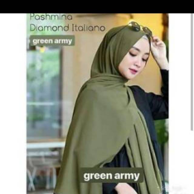 30 Ide Kerudung  Pashmina  Warna  Hijau  Army  Naana Banaana