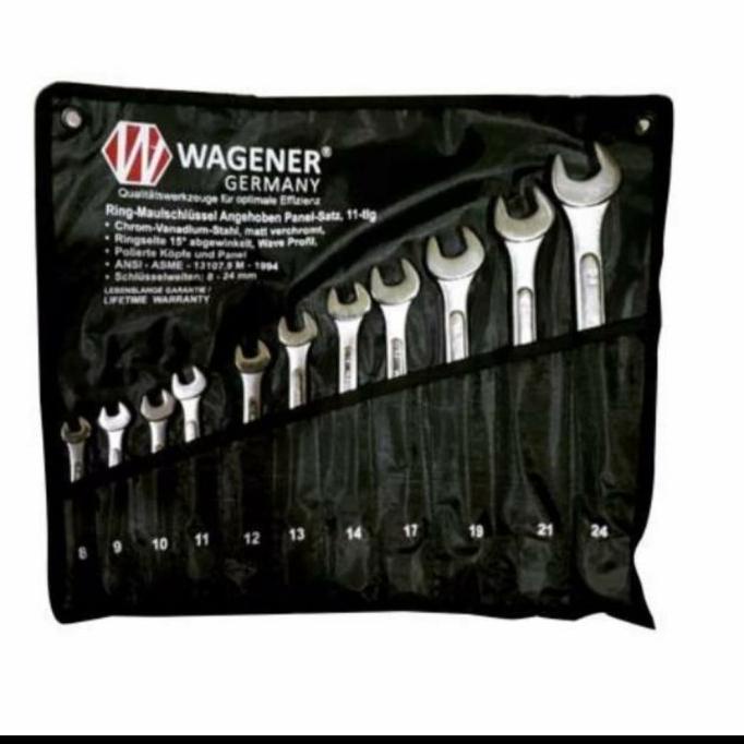 WAGENER Kunci Ring Pas Set 11 Pcs 8-24 Combination Wrench High Quality