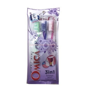 Sikat Gigi Omica 3in1 Sikat Gigi Murah Toothbrush Tooth Brush Omeca Isi 3pcs